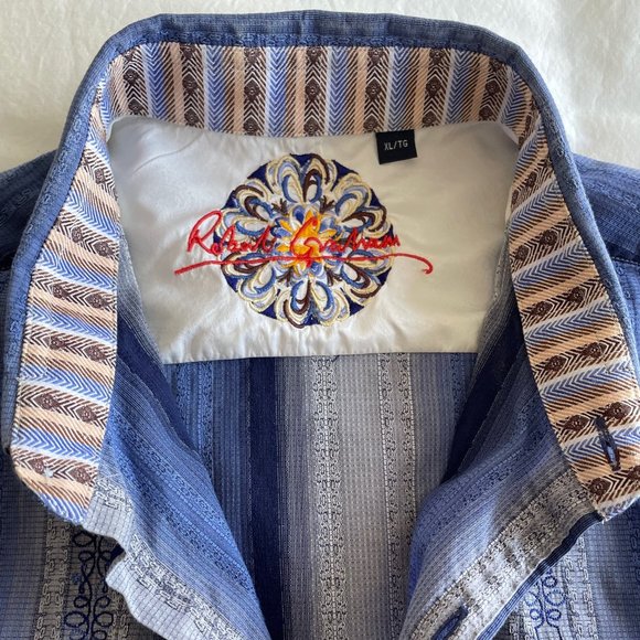 Robert Graham Sport Shirt - Blue/Grey Stripe - X-Large - Picture 5 of 6